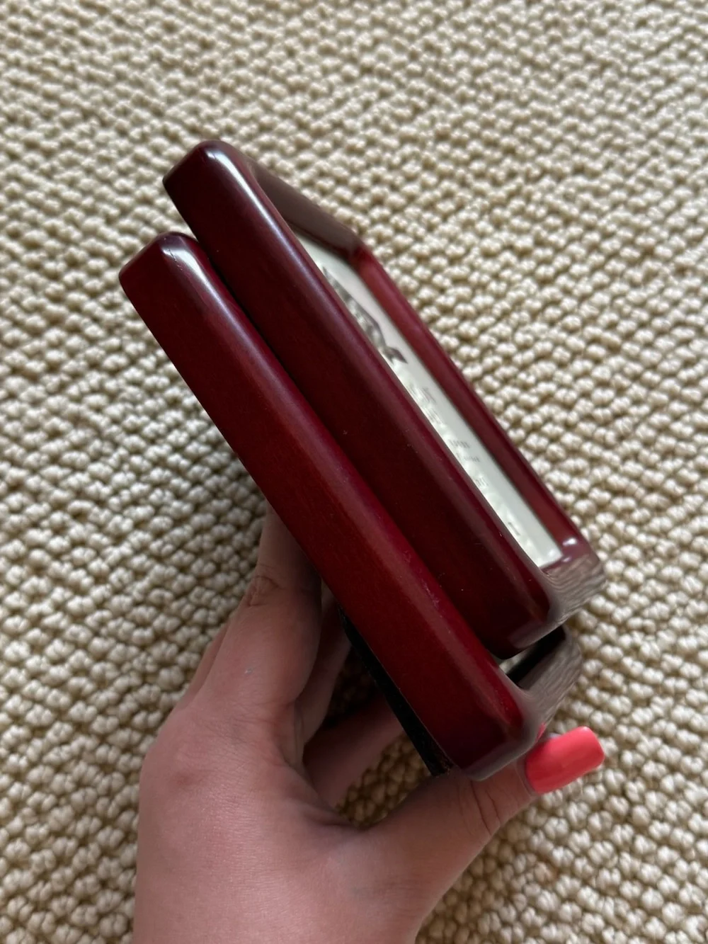 vintage burgundy wood picture frame set of 2 - fetco beacon hill!